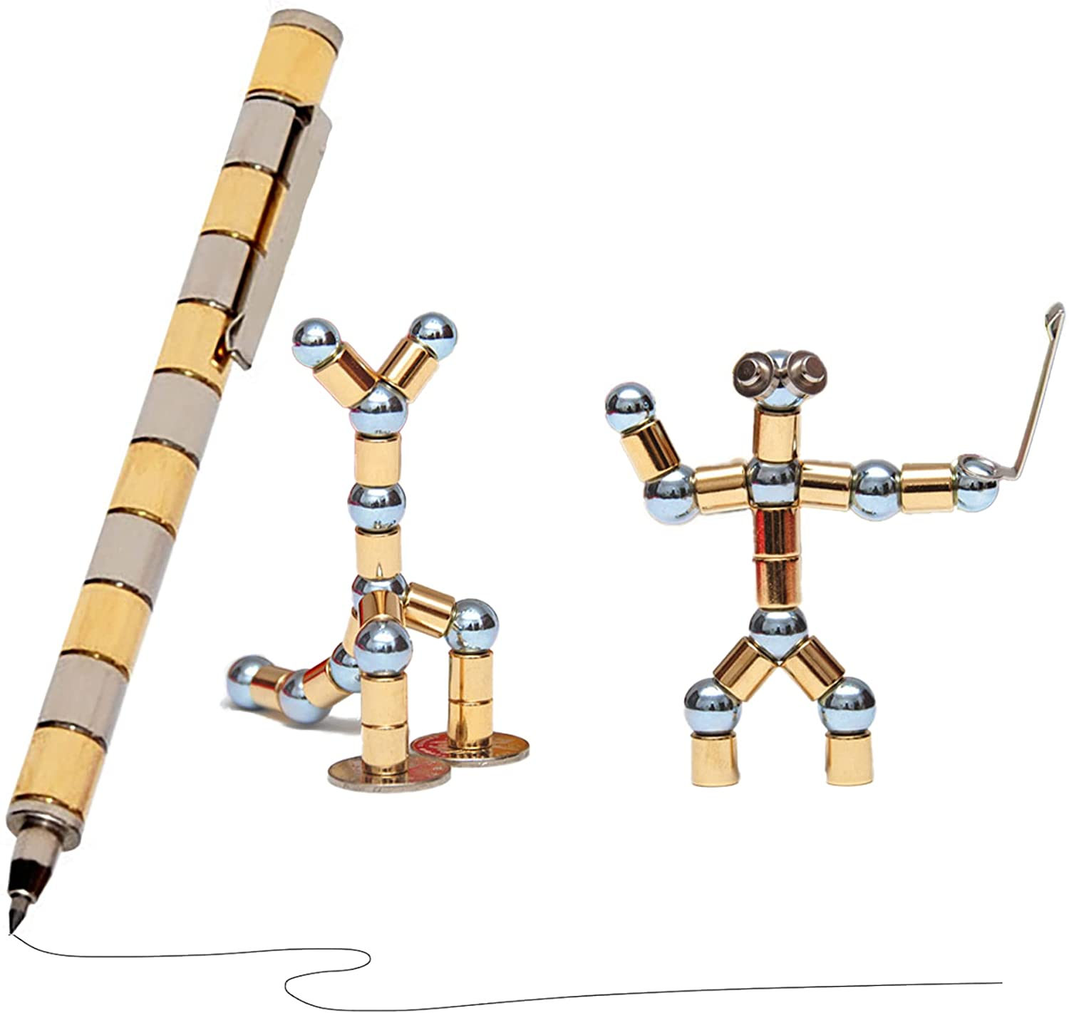 YAGIS-S Toy Pen, Decompression Magnetic Metal Pen, Multifunctional Deformable Magnet Writing Pen, Eliminate Pressure Fidget Toy Gift for Kids or Friends