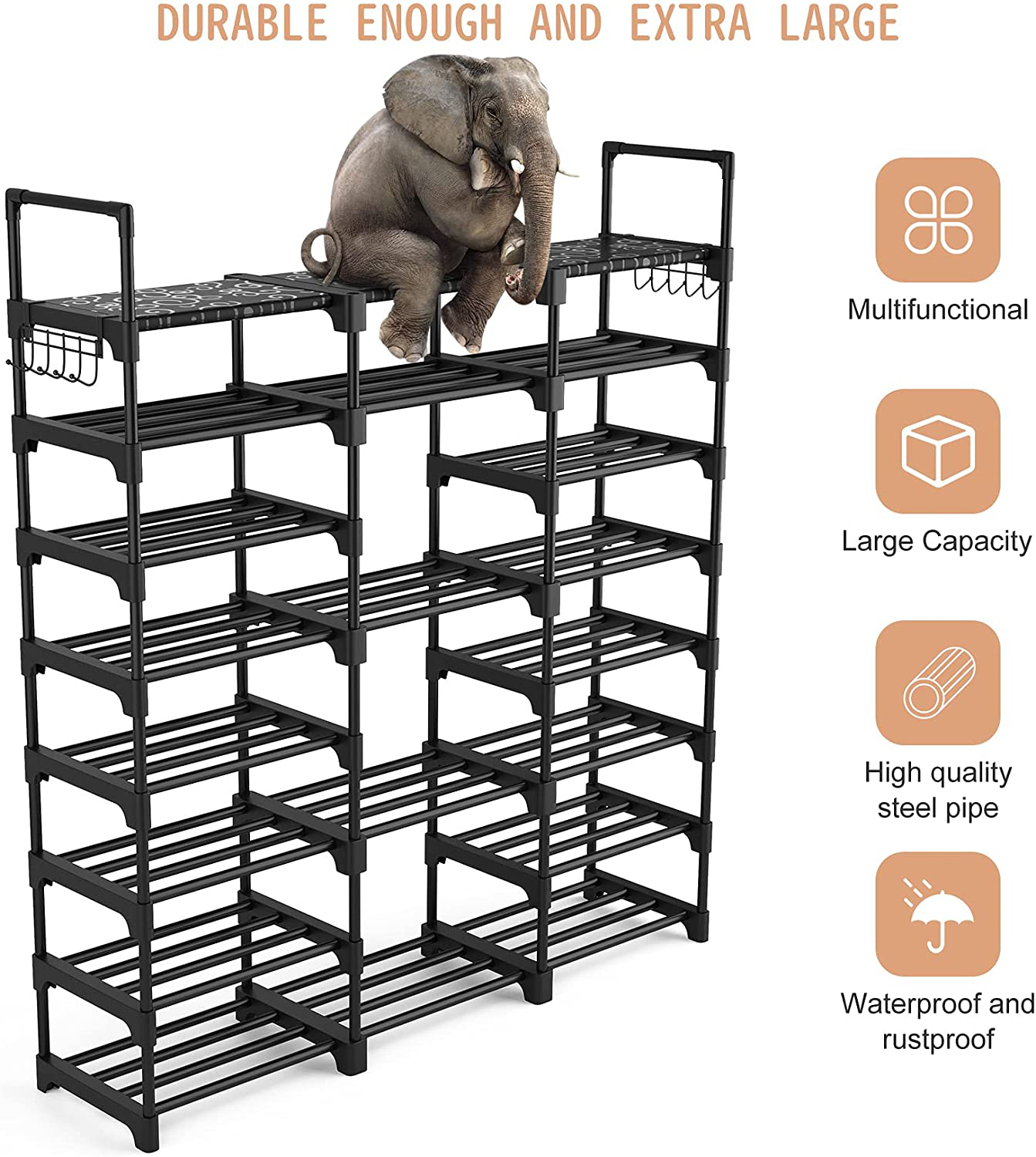 Shoe Rack Shoe Organizer 8 Tiers Shoe Rack for Entryway Holds 36-42 Pairs Shoe and Boots