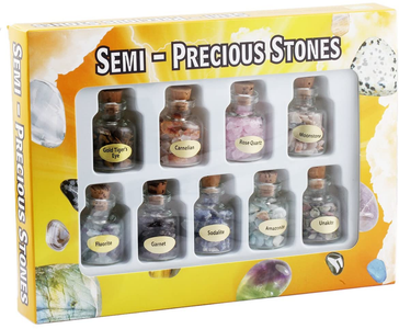 SUNYIK 9 Mini Gemstone Bottles Chip Crystal Healing Tumbled Gem Reiki Wicca Stones Set