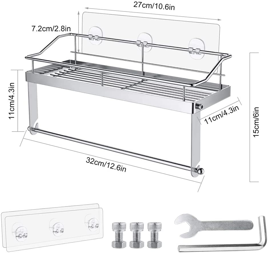 Wall Mounted Paper Towel Roll Rack Basket for Kitchen, Shower Bathroom Stainless Steel