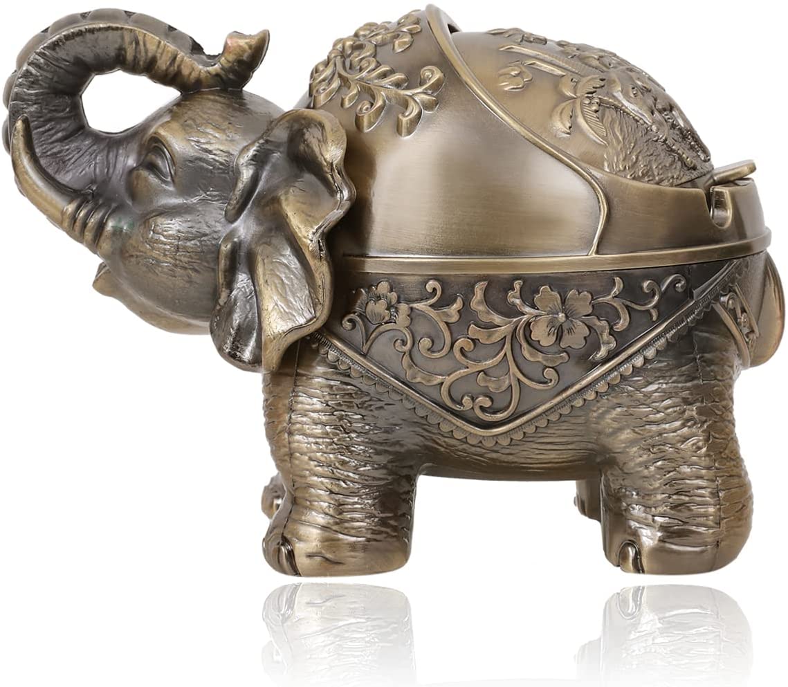 Elephant Ashtray with Lid (Red)