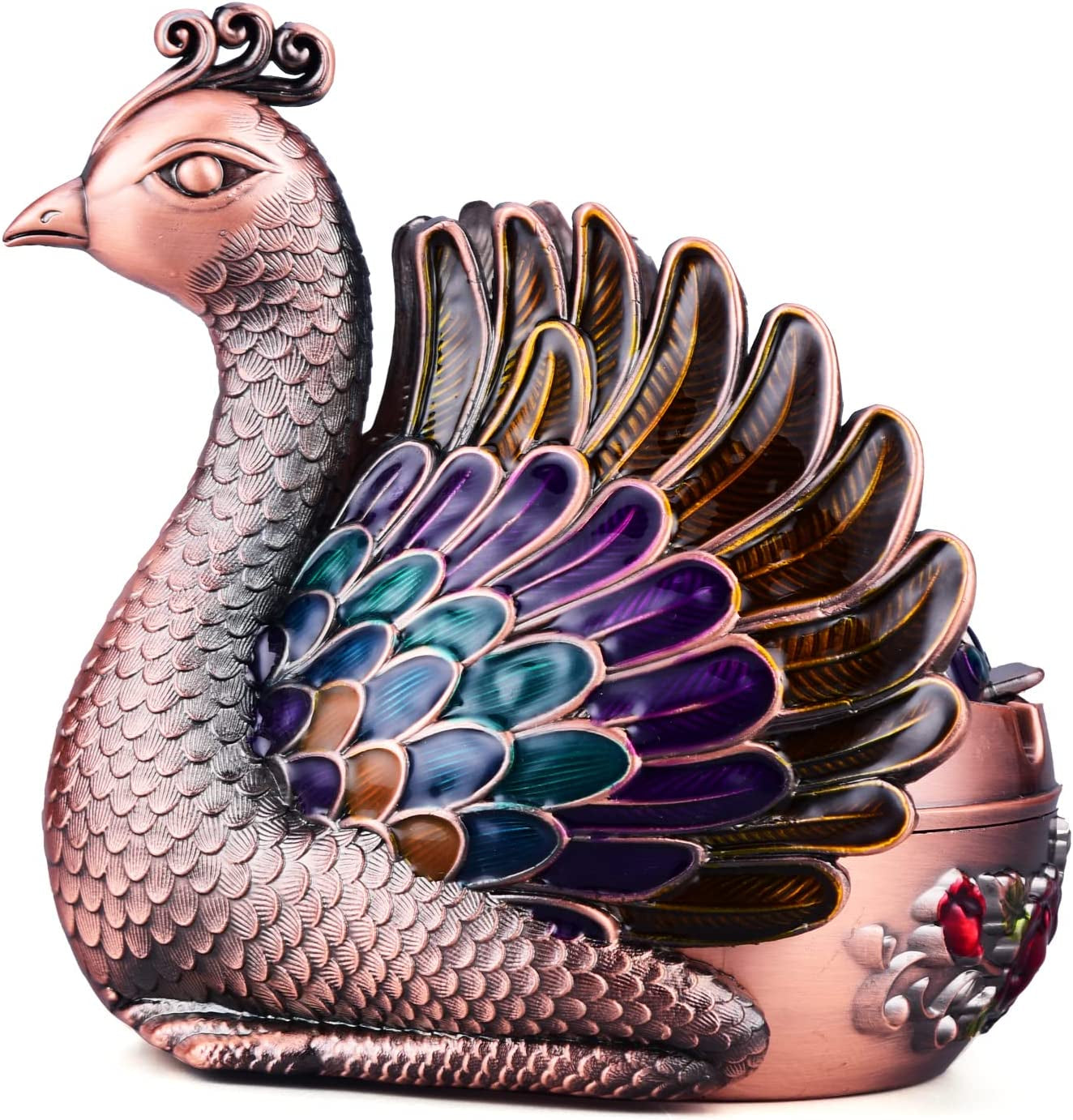 Peacock Ashtrays with lid (Copper)