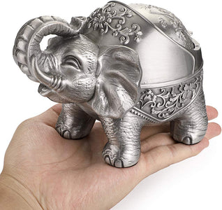Elephant Windproof Ashtray with Lid (Silver)