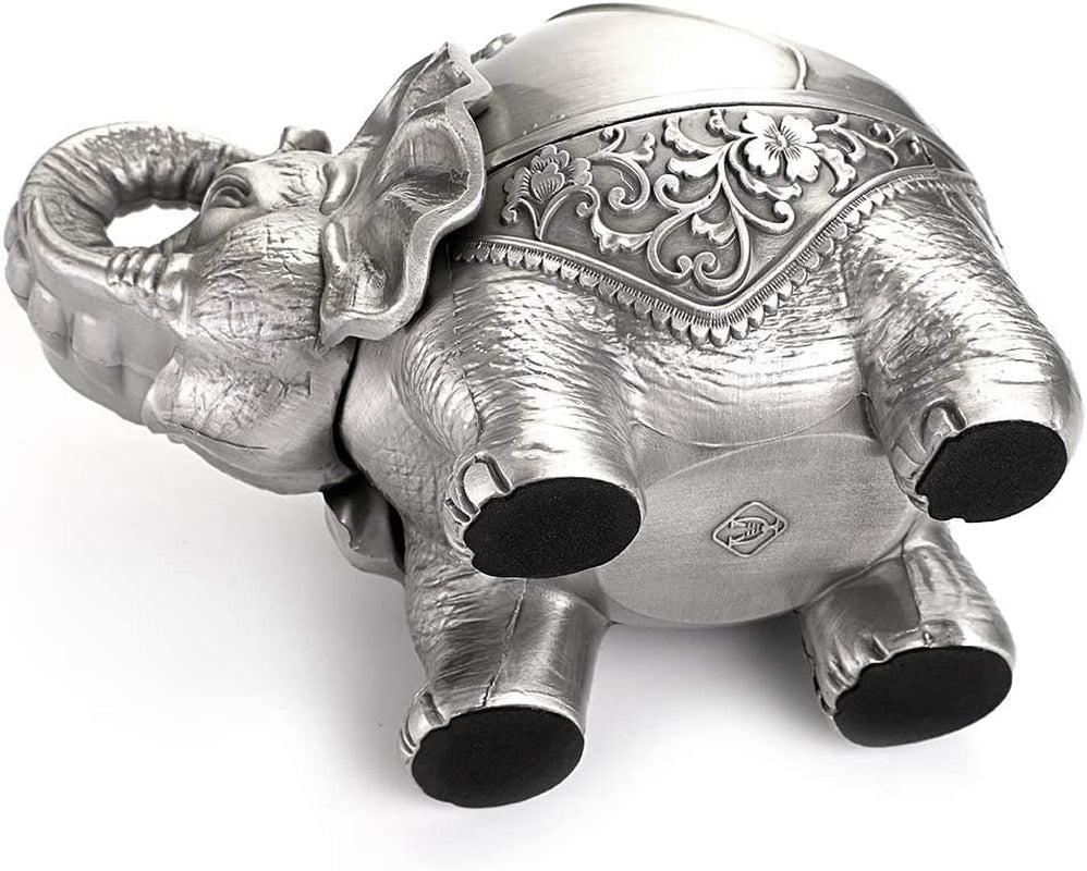 Elephant Windproof Ashtray with Lid (Silver)